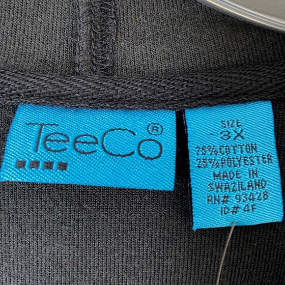 TeeCo Womens Plus Sz 3X Black Velour Zip Up Hoodie Jacket Casual Kangaroo Pocket - Picture 3 of 8